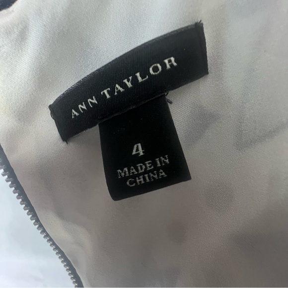 Talbots Dress Black & White Floral V Neck Shirt Sleeves Exposed Back Zipper 4 👍 - Picture 6 of 8